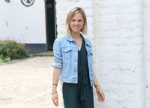 jumpsuit bershka groen streep