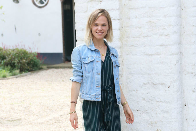 jumpsuit bershka groen streep