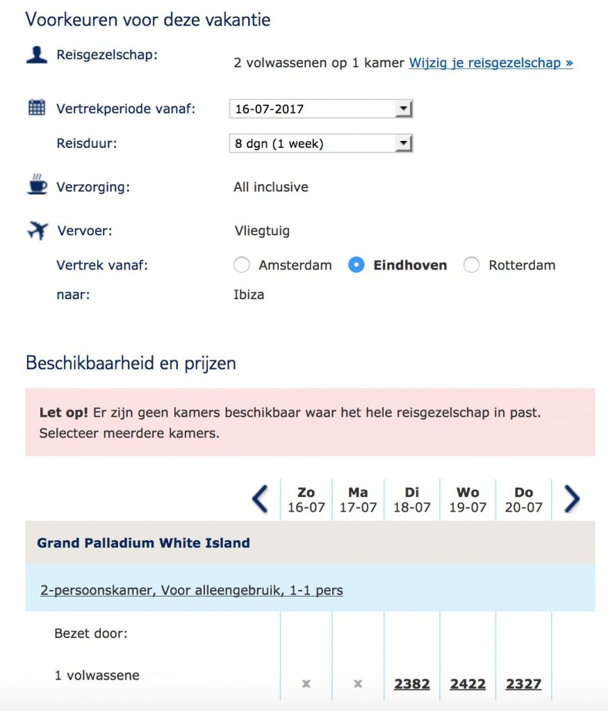 geen vakantie kunnen boeken