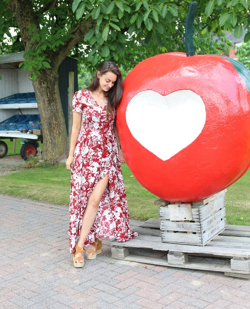 romwe mom dress maxi dress apple appel rood