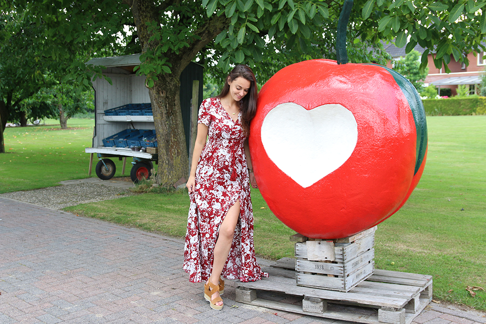 romwe mom dress maxi dress apple appel rood