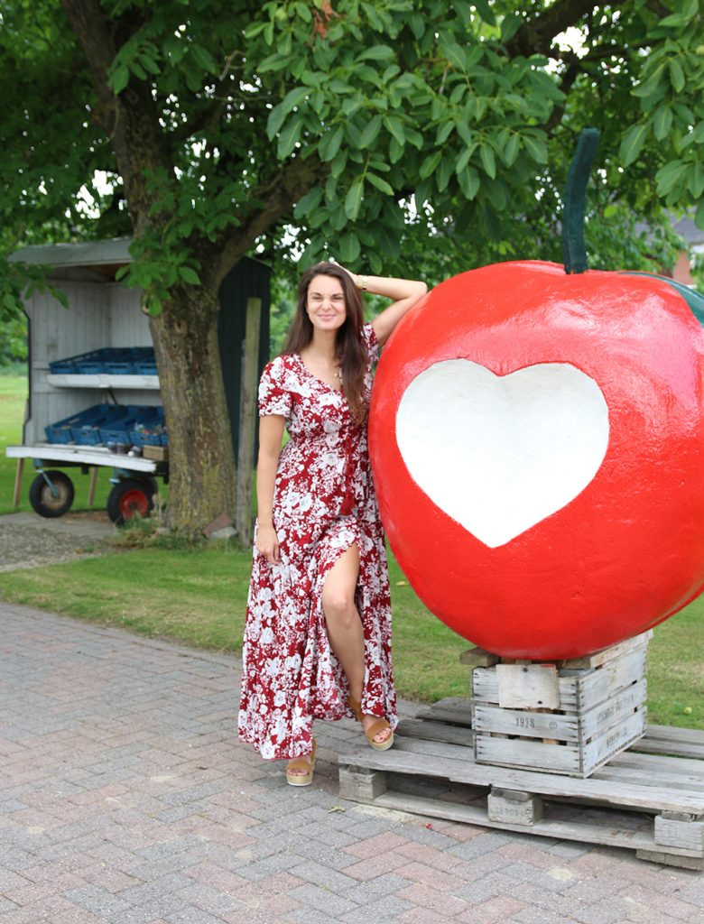 romwe mom dress maxi dress apple appel rood