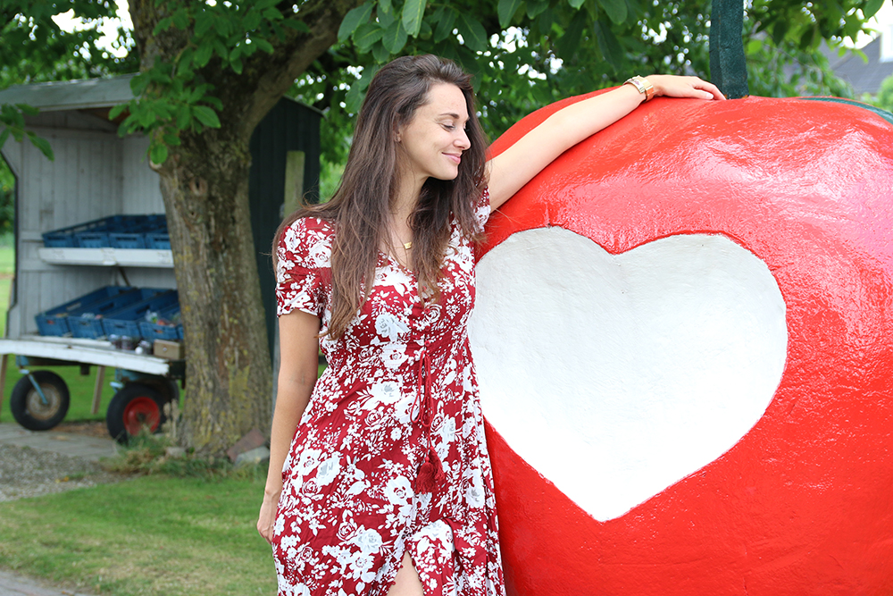 romwe mom dress maxi dress apple appel rood